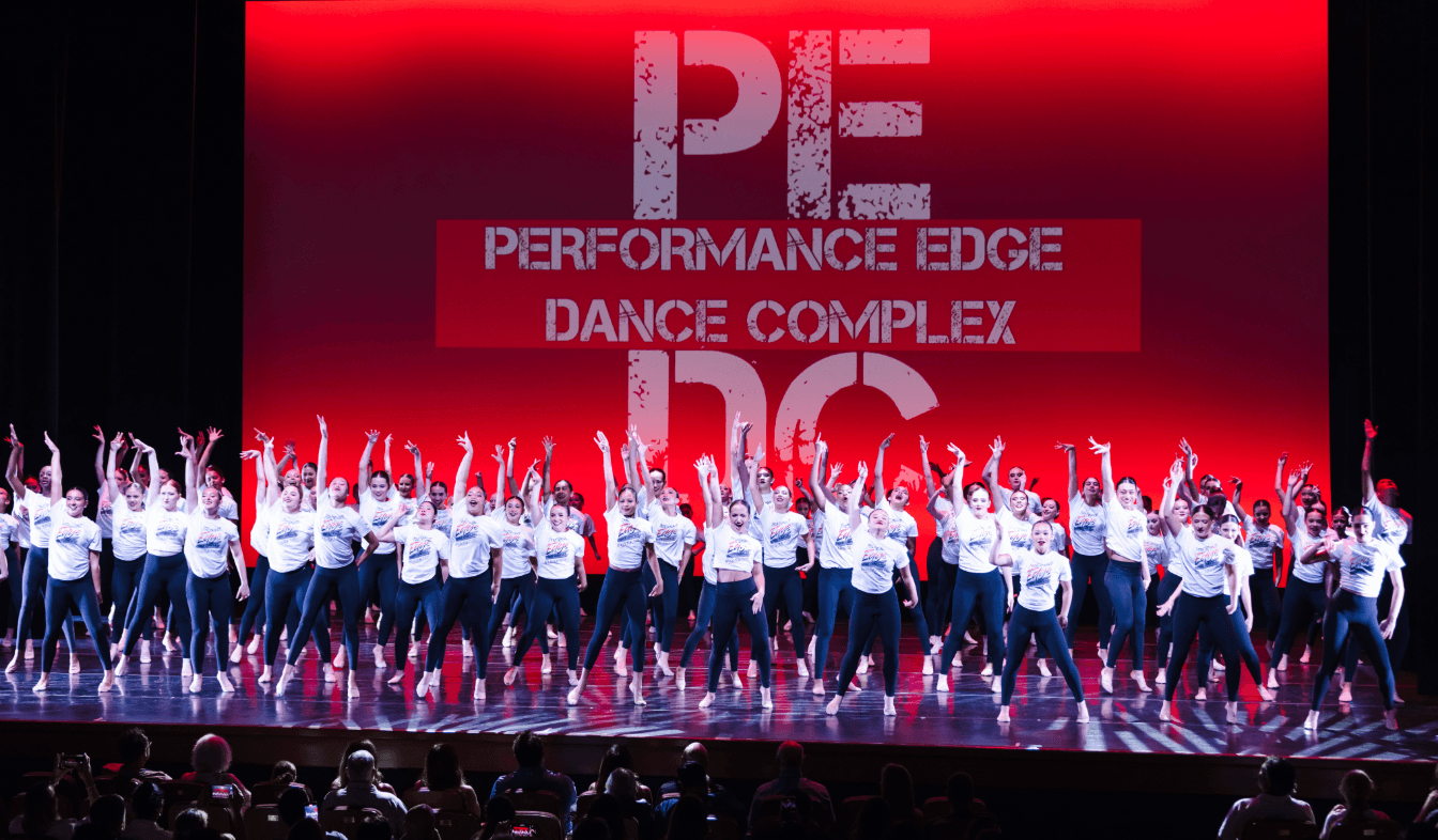 Dance studio team wearing custom event shirts